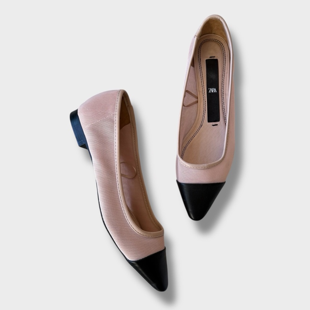 ZARA Capped Toe Mesh Ballet Flats - Picture 5 of 10